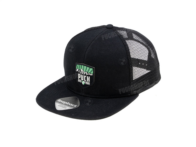 Pet Truckers Snapback met Puch Logo Patch zwart main